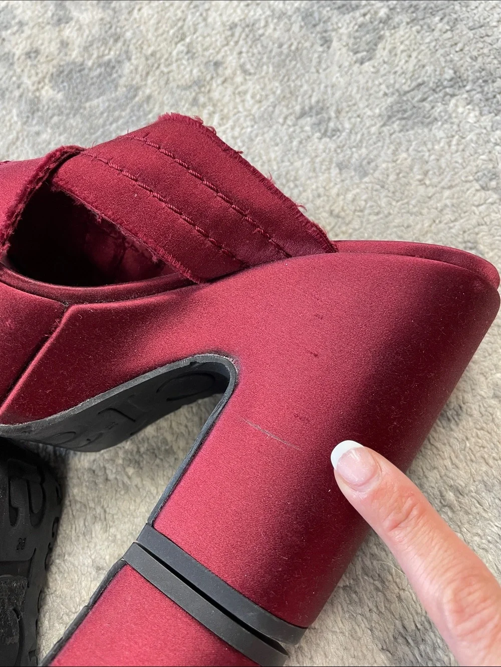 Pedro Garcia Tomasina Platform Sandal Mules Ruby Red Oxblood Satin Sz 36